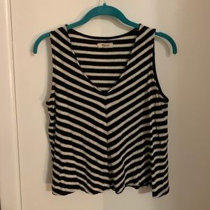 Madewell Black and White Sleeveless Striped Top